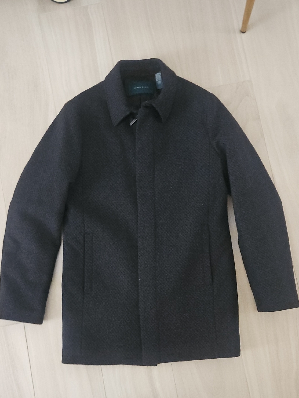 Perry Ellis Men’s Dark Gray Textured Pea Coat